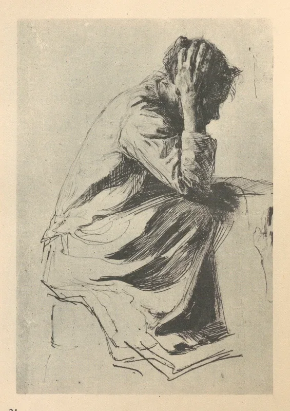 Käthe Kollwitz | Kvinde ved vugge 1 – 1925 | Indrammet kunsttryk | Realisme