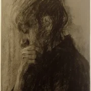 Käthe Kollwitz | Kvindehoved i profil – 1905 | Indrammet kunsttryk | Realisme