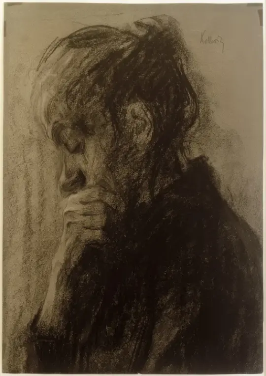Käthe Kollwitz | Kvindehoved i profil – 1905 | Indrammet kunsttryk | Realisme