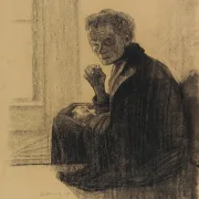 Käthe Kollwitz – Frühstück auf der Treppe 1909 | Giclée Kunstdruck gerahmt
