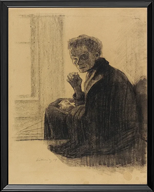 Käthe Kollwitz – Frühstück auf der Treppe 1909 | Giclée Kunstdruck gerahmt
