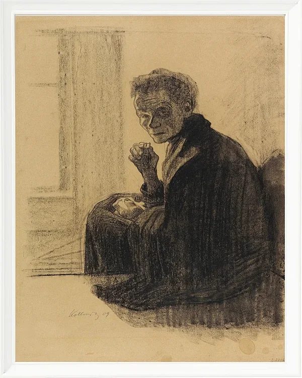 Käthe Kollwitz – Frühstück auf der Treppe 1909 | Giclée Kunstdruck gerahmt