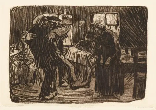 Käthe Kollwitz | Hamborg pub - 1901 | Indrammet kunsttryk | Realisme
