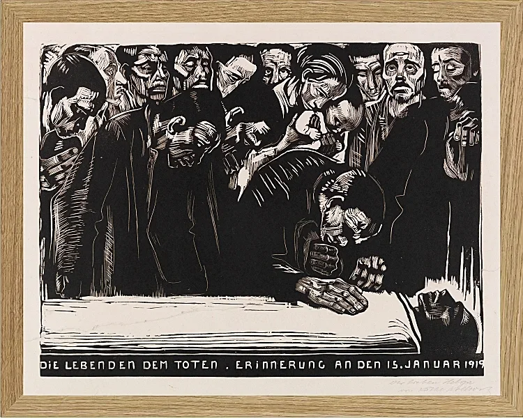 Käthe Kollwitz – Gedenkblatt für Karl Liebknecht 1919 | Giclée Kunstdruck gerahmt