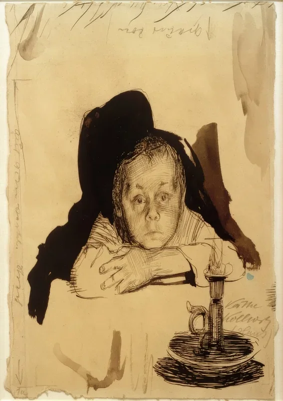 Käthe Kollwitz | Hans Kollwitz med et lys – 1895 | Indrammet kunsttryk | Realisme