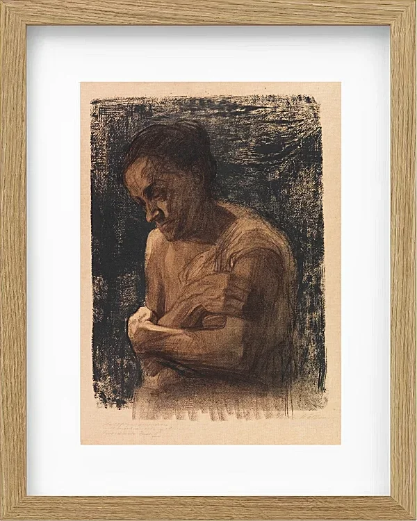 Käthe Kollwitz – Halbfigur einer Frau mit verschränkten Armen 1905 | Giclée Kunstdruck gerahmt