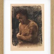 Käthe Kollwitz – Halbfigur einer Frau mit verschränkten Armen 1905 | Giclée Kunstdruck gerahmt