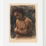 Käthe Kollwitz – Halbfigur einer Frau mit verschränkten Armen 1905 | Giclée Kunstdruck gerahmt