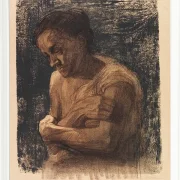 Käthe Kollwitz – Halbfigur einer Frau mit verschränkten Armen 1905 | Giclée Kunstdruck gerahmt