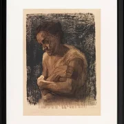 Käthe Kollwitz – Halbfigur einer Frau mit verschränkten Armen 1905 | Giclée Kunstdruck gerahmt