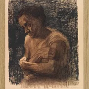 Käthe Kollwitz – Halbfigur einer Frau mit verschränkten Armen 1905 | Giclée Kunstdruck gerahmt