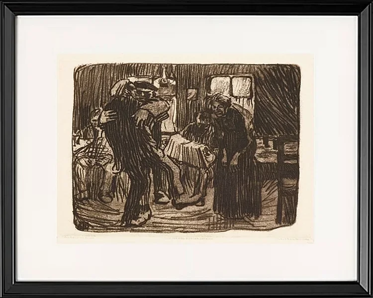 Käthe Kollwitz – Hamburger Kneipe 1901 | Giclée Kunstdruck gerahmt