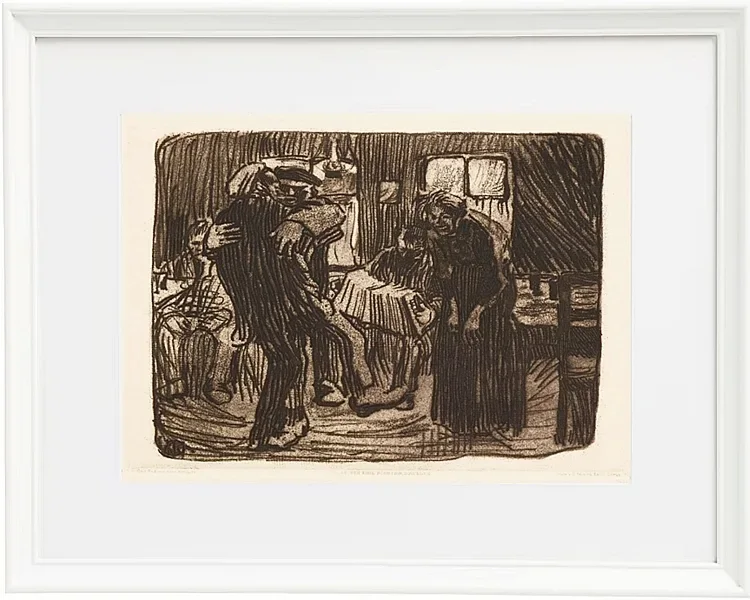 Käthe Kollwitz – Hamburger Kneipe 1901 | Giclée Kunstdruck gerahmt