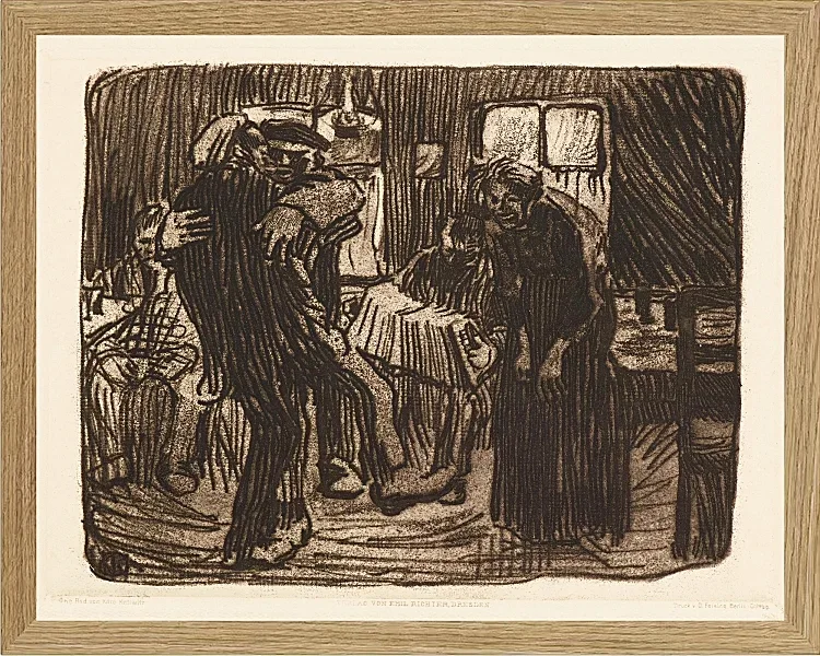 Käthe Kollwitz – Hamburger Kneipe 1901 | Giclée Kunstdruck gerahmt