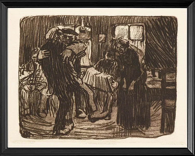 Käthe Kollwitz – Hamburger Kneipe 1901 | Giclée Kunstdruck gerahmt
