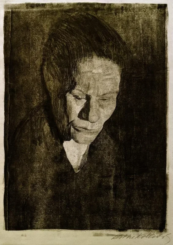 Käthe Kollwitz | Sænket kvindes hoved - 1905 | Indrammet kunsttryk | Realisme