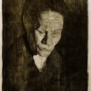 Käthe Kollwitz | Sænket kvindes hoved - 1905 | Indrammet kunsttryk | Realisme