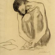 Käthe Kollwitz | Hukende kvindelig nøgenfigur – 1904 | Indrammet kunsttryk | Realisme