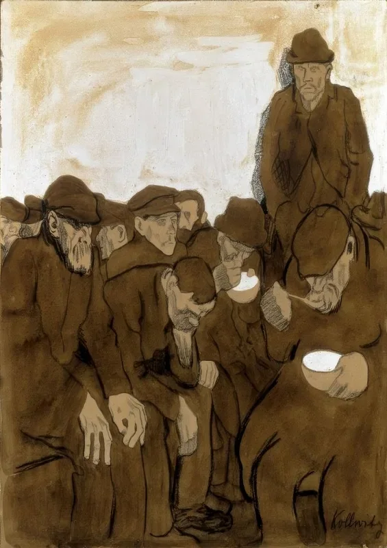 Käthe Kollwitz | I varmestuerne – 1908 | Indrammet kunsttryk | Realisme