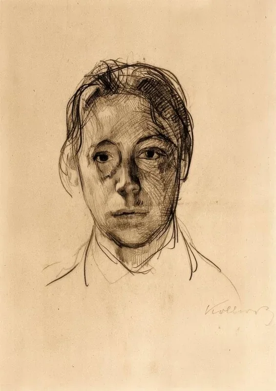 Käthe Kollwitz | Selvportræt som ung – 1892 | Indrammet kunsttryk | Realisme