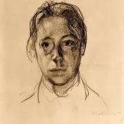 Käthe Kollwitz | Selvportræt som ung – 1892 | Indrammet kunsttryk | Realisme