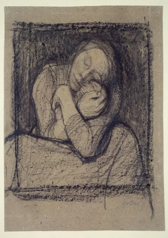 Käthe Kollwitz | Mor, der holder sit barn – 1899 | Indrammet kunsttryk | Realisme