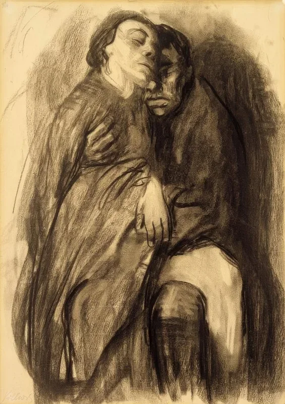 Käthe Kollwitz | Forelsket par – 1909 | Indrammet kunsttryk | Realisme