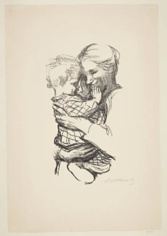 Käthe Kollwitz | Mor med barn i armene – 1916 | Indrammet kunsttryk | Realisme