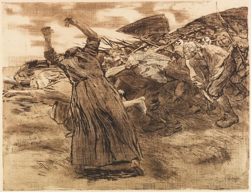 Käthe Kollwitz – Losbruch 1903 | Giclée Kunstdruck gerahmt