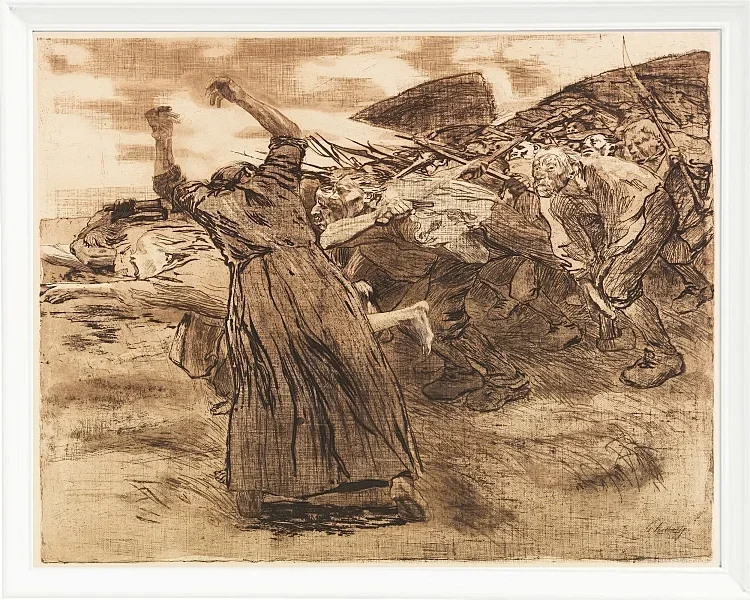 Käthe Kollwitz – Losbruch 1903 | Giclée Kunstdruck gerahmt