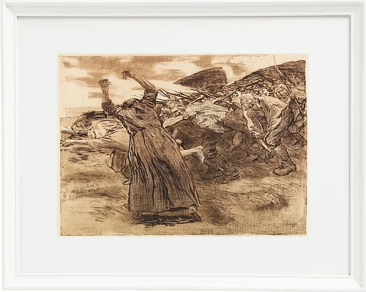 Käthe Kollwitz – Losbruch 1903 | Giclée Kunstdruck gerahmt