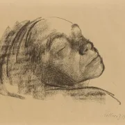 Käthe Kollwitz | Selvportræt med lukkede øjne - 1909 | Indrammet kunsttryk | Realisme