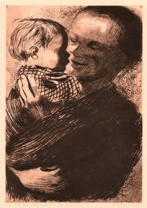 Käthe Kollwitz | Mor og barn – 1910 | Indrammet kunsttryk | Realisme