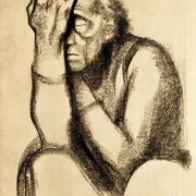 Käthe Kollwitz | Eftertænksom kvinde – 1920 | Indrammet kunsttryk | Realisme