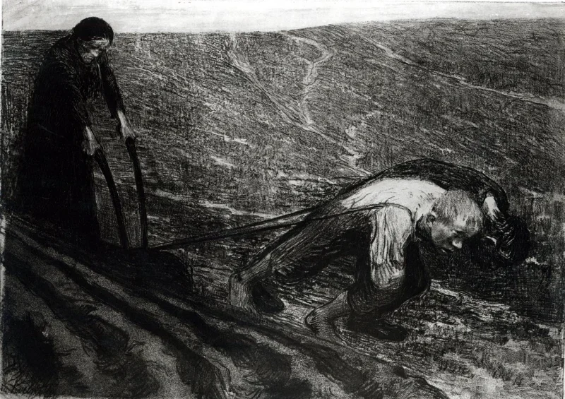 Käthe Kollwitz | Pflüger und Frau - 1902 | Gerahmter Kunstdruck | Realismus
