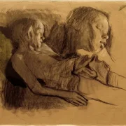 Käthe Kollwitz | Schlafendes Kind und Kinderkopf - 1907 | Gerahmter Kunstdruck | Realismus