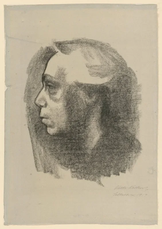 Käthe Kollwitz | Selvportræt - 1919 | Indrammet kunsttryk | Realisme