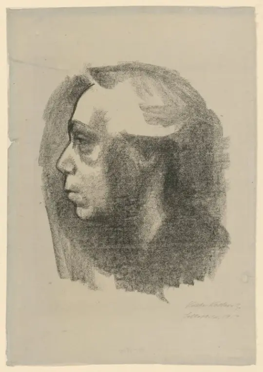 Käthe Kollwitz | Selvportræt - 1919 | Indrammet kunsttryk | Realisme