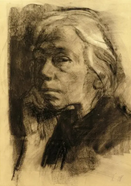 Käthe Kollwitz | Selvportræt i trekvartprofil – 1908 | Indrammet kunsttryk | Realisme