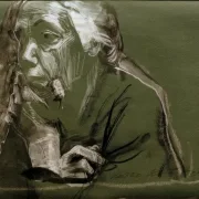 Käthe Kollwitz | Selvportræt vendt mod venstre, med hånden på hagen – 1924 | Indrammet kunsttryk | Realisme