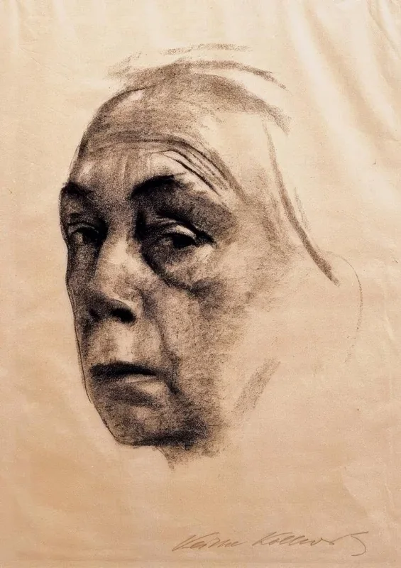 Käthe Kollwitz | Selvportræt - 1924 | Indrammet kunsttryk | Realisme