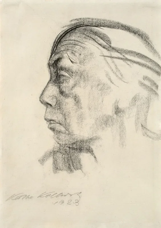 Käthe Kollwitz | Selvportræt i profil til venstre - 1923 | Indrammet kunsttryk | Realisme