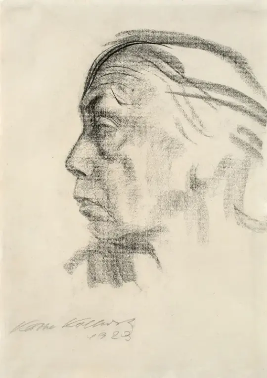 Käthe Kollwitz | Selvportræt i profil til venstre - 1923 | Indrammet kunsttryk | Realisme