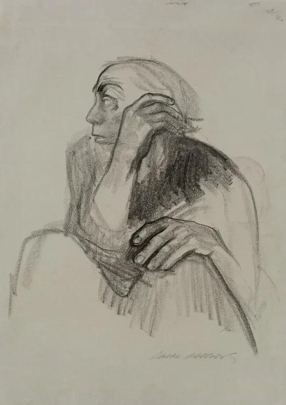 Käthe Kollwitz | Selbstporträt nach links - 1924 | Gerahmter Kunstdruck | Realismus
