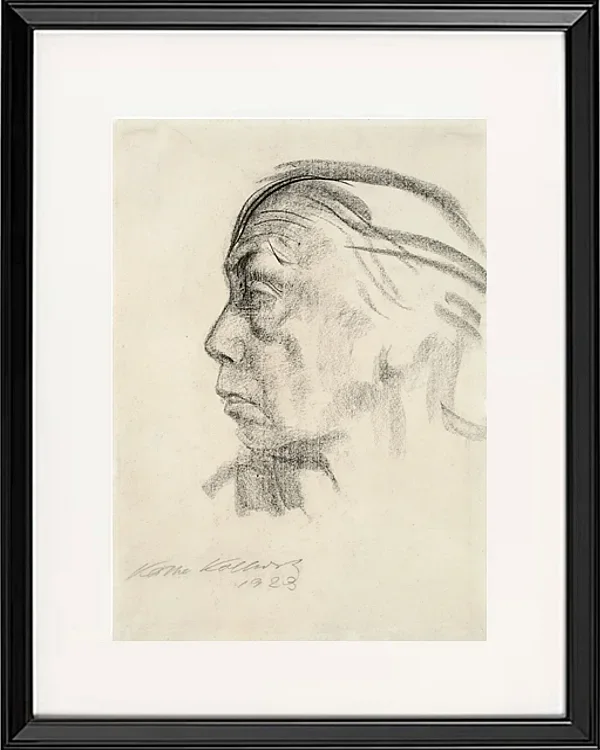 Käthe Kollwitz – Selbstbildnis im Profil nach links 1923 | Giclée Kunstdruck gerahmt