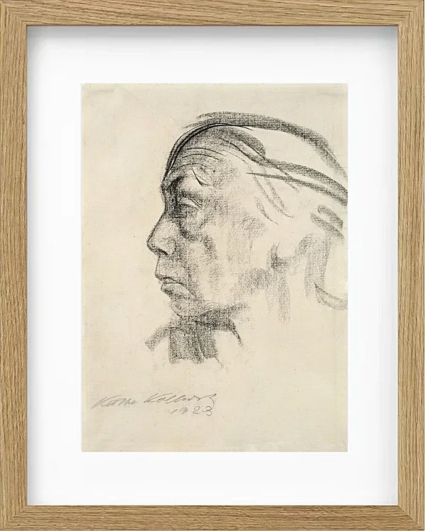 Käthe Kollwitz – Selbstbildnis im Profil nach links 1923 | Giclée Kunstdruck gerahmt