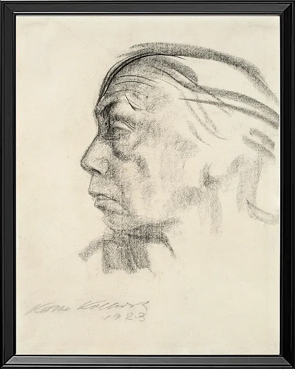 Käthe Kollwitz – Selbstbildnis im Profil nach links 1923 | Giclée Kunstdruck gerahmt