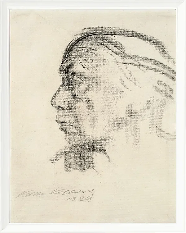 Käthe Kollwitz – Selbstbildnis im Profil nach links 1923 | Giclée Kunstdruck gerahmt