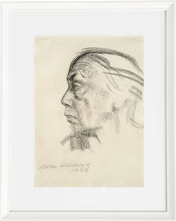 Käthe Kollwitz – Selbstbildnis im Profil nach links 1923 | Giclée Kunstdruck gerahmt