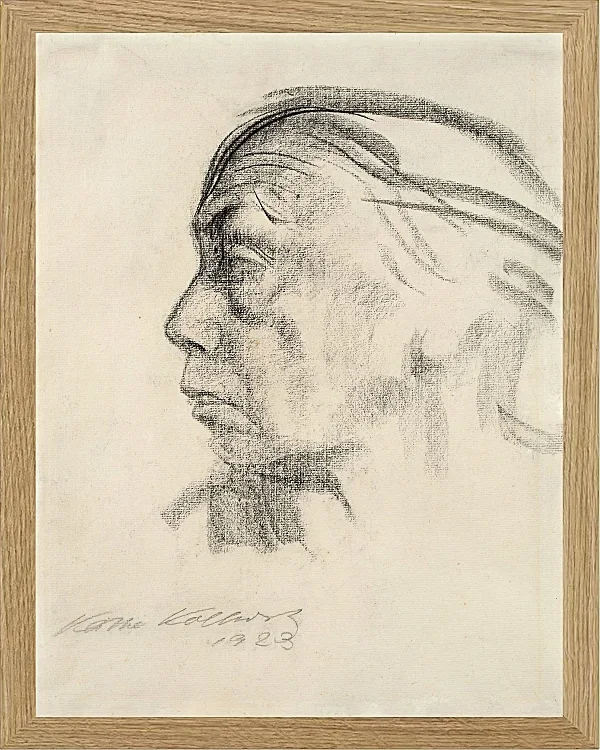 Käthe Kollwitz – Selbstbildnis im Profil nach links 1923 | Giclée Kunstdruck gerahmt